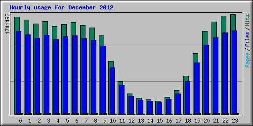 Hourly usage for December 2012