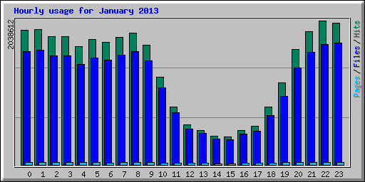 Hourly usage for January 2013